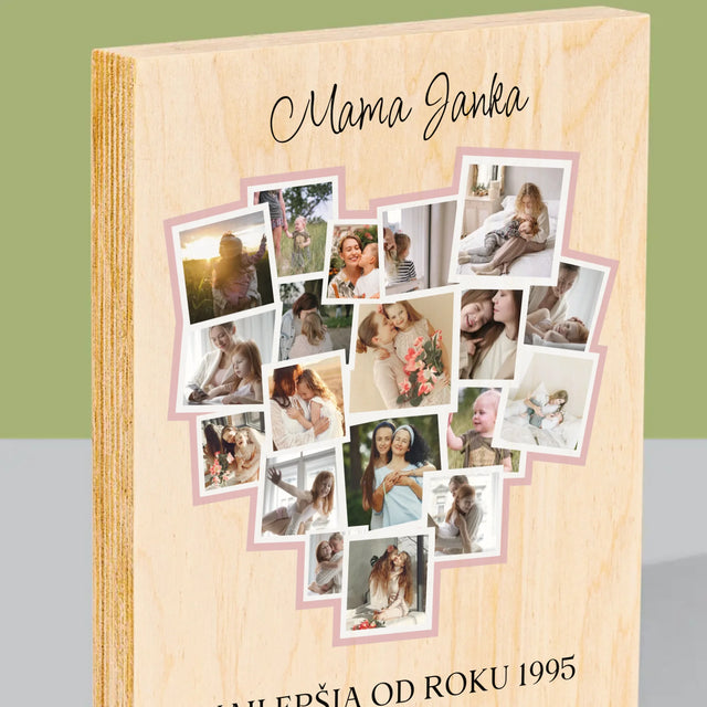Fotokoláž: Srdce Pre Mamu - Tlač Na Drevo (Vertikálne)