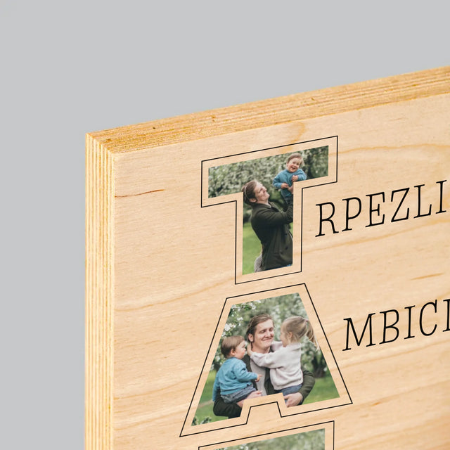 Slovo Z Fotografií: Prečo Ľúbim Ocka - Tlač Na Drevo (Vertikálne)