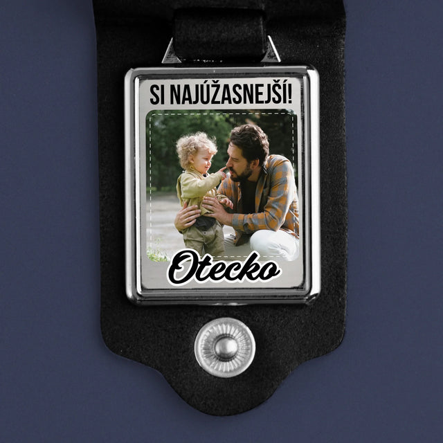 Fotografia A Podpis: Najúžasnejší Otec - Kožená Kľúčenka S Fotografiou