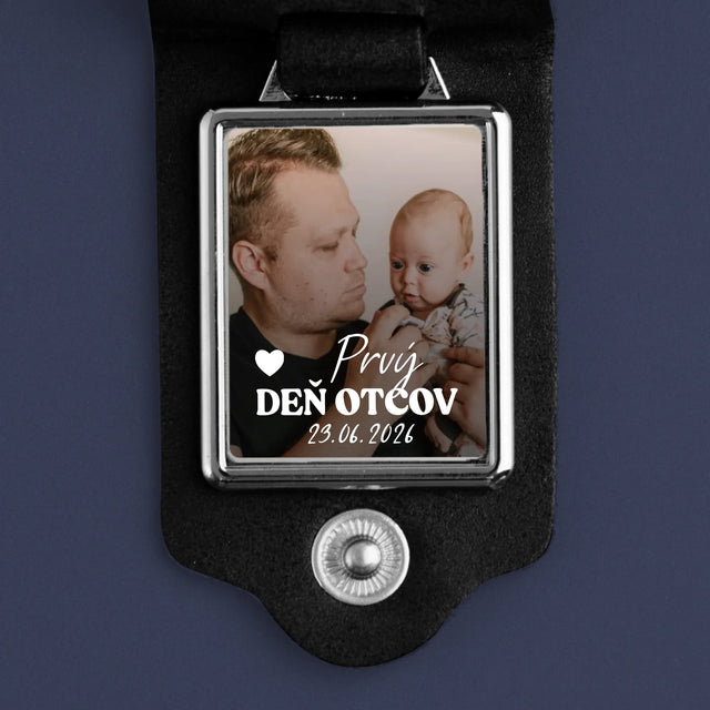 Fotografia A Podpis: Prvý Deň Otcov - Kožená Kľúčenka S Fotografiou