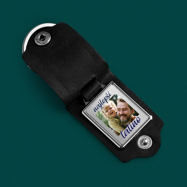 Fotokoláž: Tatino - Kožená Kľúčenka S Fotografiou