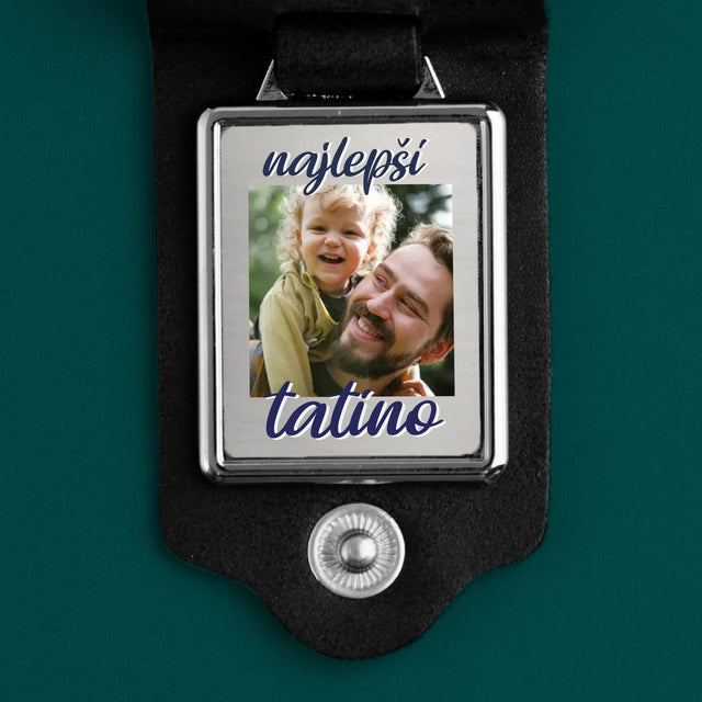 Fotokoláž: Tatino - Kožená Kľúčenka S Fotografiou