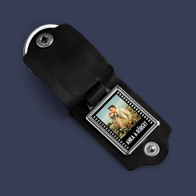 Fotokoláž: Film - Kožená Kľúčenka S Fotografiou
