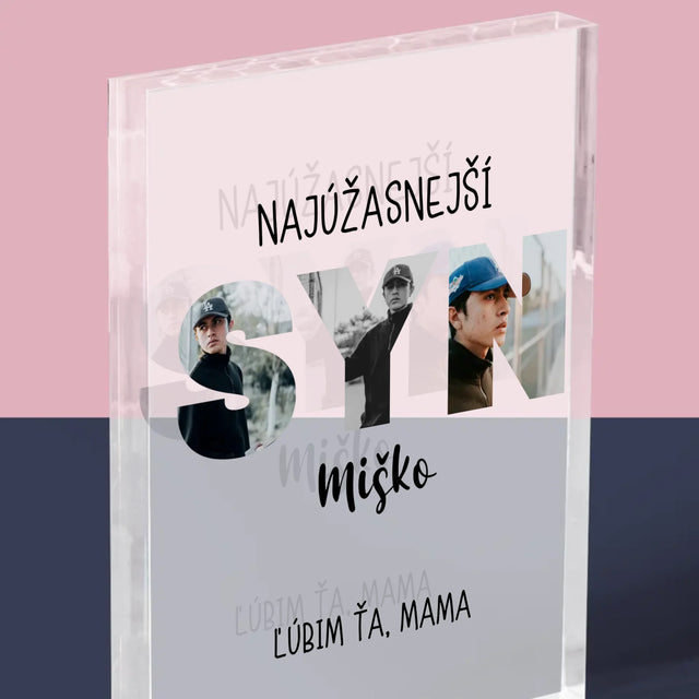 Slovo Z Fotografií: Syn Z Tvojich Fotografií - Akrylový Blok (Vertikálne)