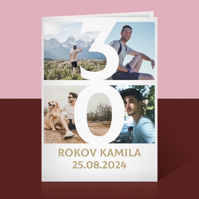 Fotokoláž: 30 Rokov Číslo Fotografie - Kartička S Prianiami