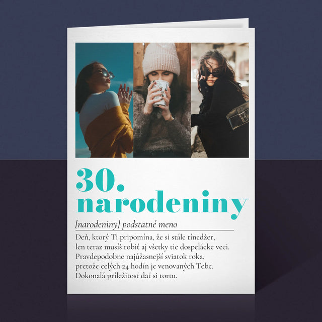 Fotokoláž: 30. Narodeniny Definícia - Kartička S Prianiami