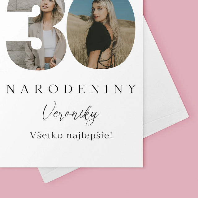 Slovo Z Fotografií: 30. Narodeniny Podpis - Kartička S Prianiami