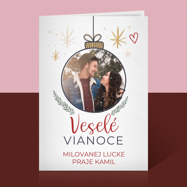 Fotografia A Podpis: Veselé Vianoce Guľa - Kartička S Prianiami