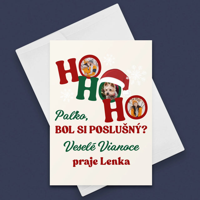 Fotokoláž: Ho Ho Ho - Kartička S Prianiami
