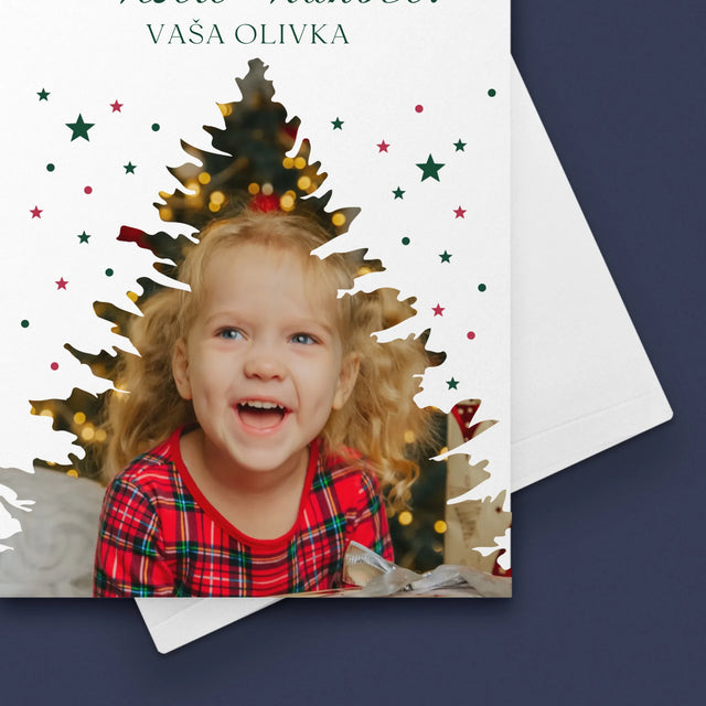 Tvar Z Fotografií: Stromček Vianoce - Kartička S Prianiami