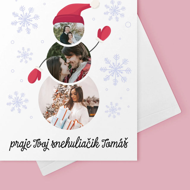 Tvar Z Fotografií: Snehuliačik - Kartička S Prianiami