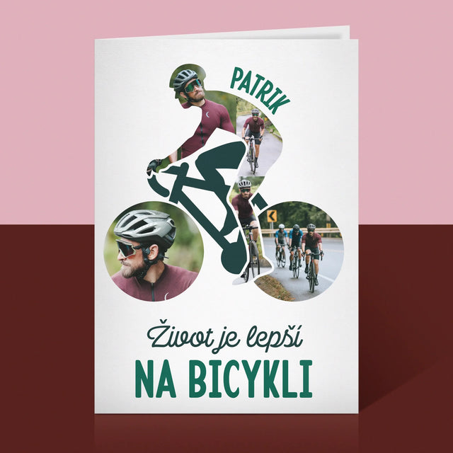 Tvar Z Fotografií: Život Je Lepší Na Bicykli - Kartička S Prianiami