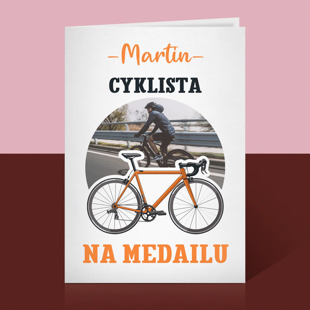 Fotografia A Podpis: Cyklista Na Medailu - Kartička S Prianiami