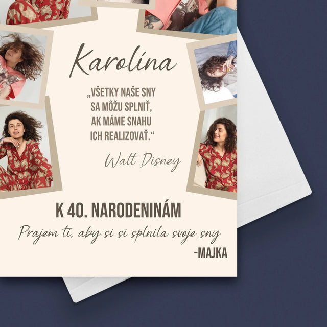 Fotokoláž: 40. Narodeniny, Splň Si Svoje Sny - Kartička S Prianiami