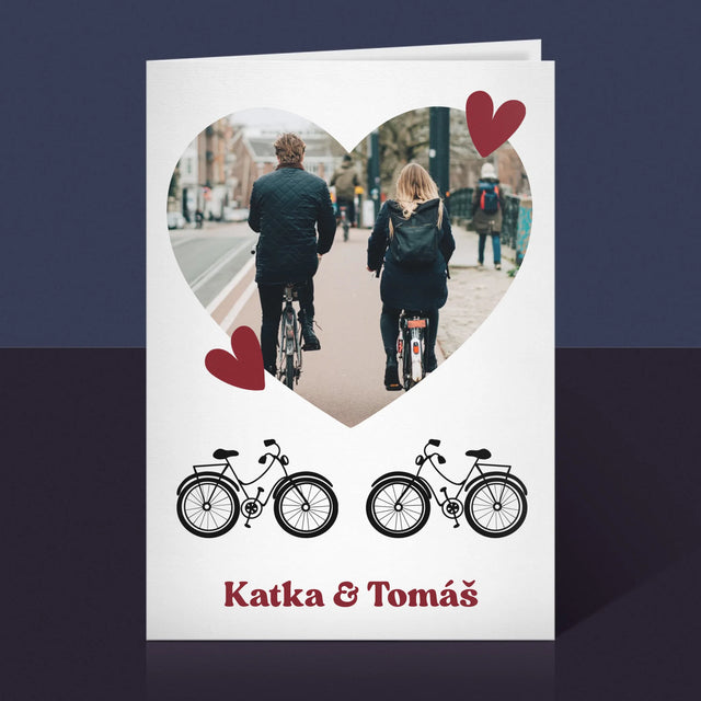 Fotografia A Podpis: Cyklistický Pár - Kartička S Prianiami