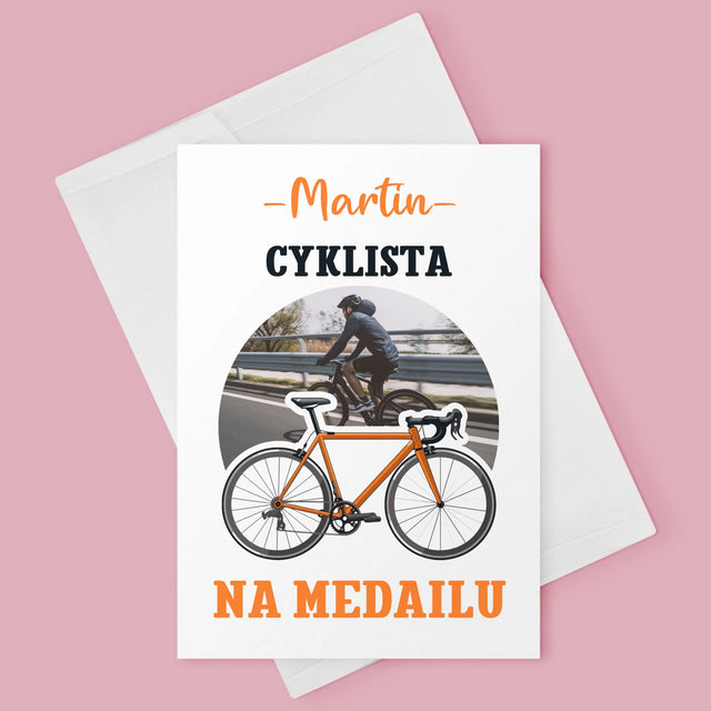 Fotografia A Podpis: Cyklista Na Medailu - Kartička S Prianiami
