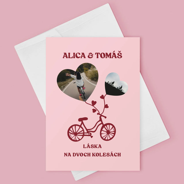Fotokoláž: Láska Na Dvoch Kolesách - Kartička S Prianiami