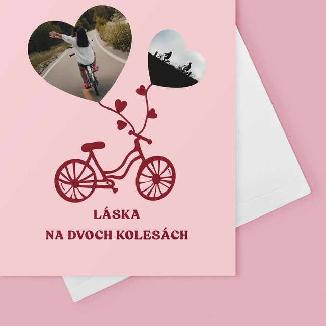 Fotokoláž: Láska Na Dvoch Kolesách - Kartička S Prianiami