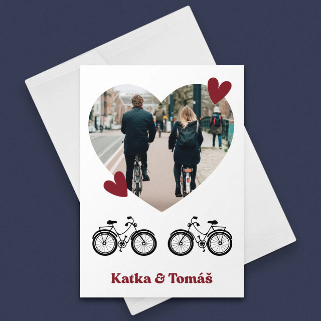 Fotografia A Podpis: Cyklistický Pár - Kartička S Prianiami