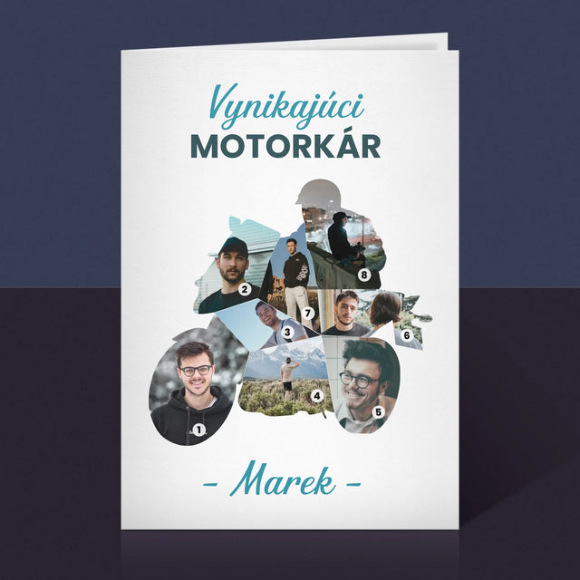 Tvar Z Fotografií: Vynikajúci Motorkár - Kartička S Prianiami