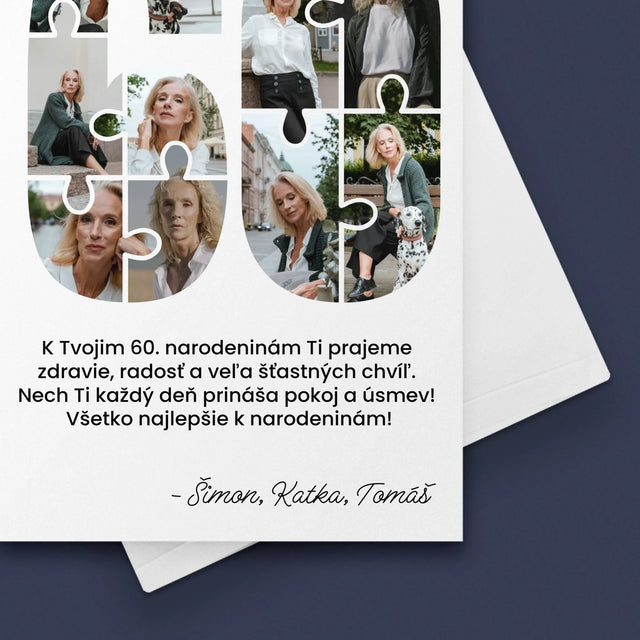 Tvar Z Fotografií: 60. Narodeniny Puzzle - Kartička S Prianiami