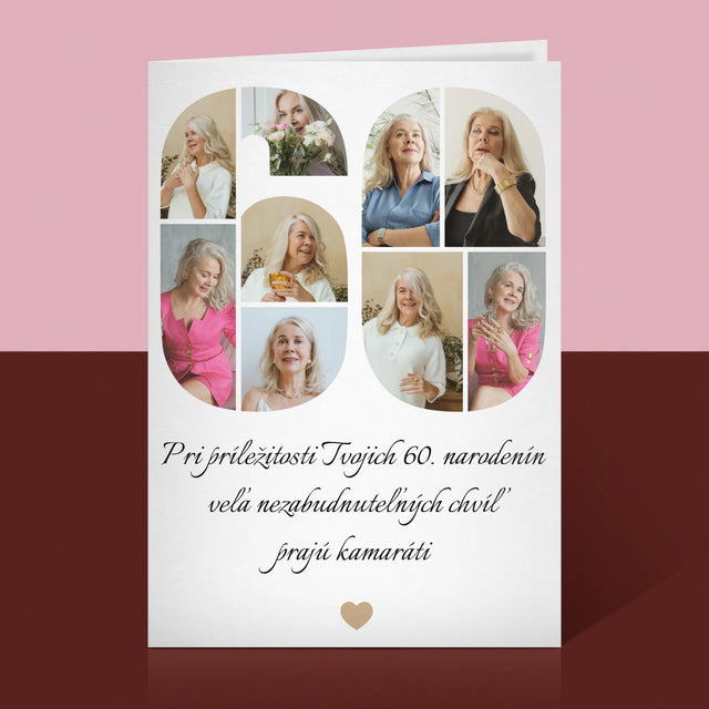 Tvar Z Fotografií: 60. Narodeniny Venovanie - Kartička S Prianiami