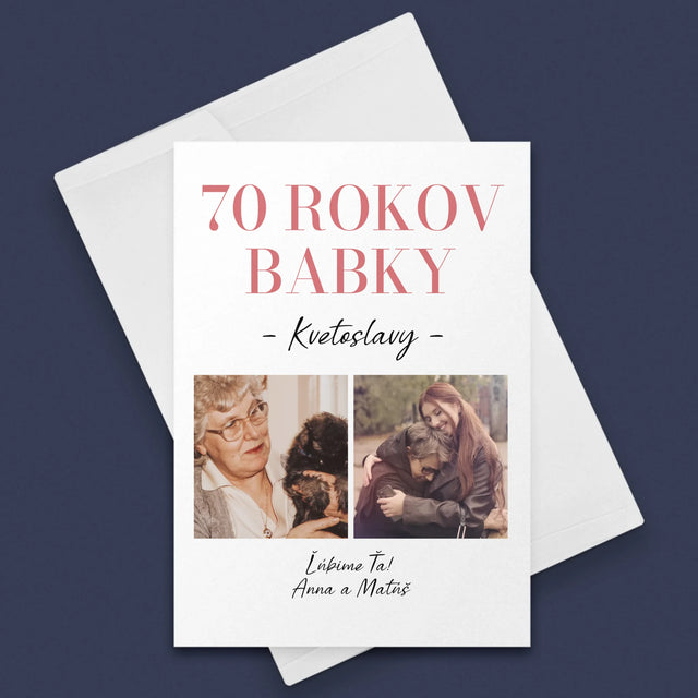 Fotokoláž: 70 Rokov Babky - Kartička S Prianiami