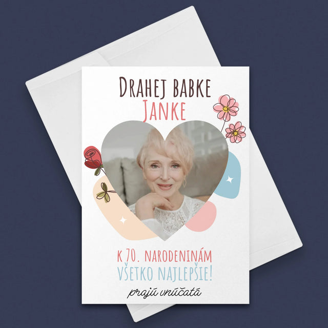 Fotografia A Podpis: Drahej Babke K Narodeninám - Kartička S Prianiami