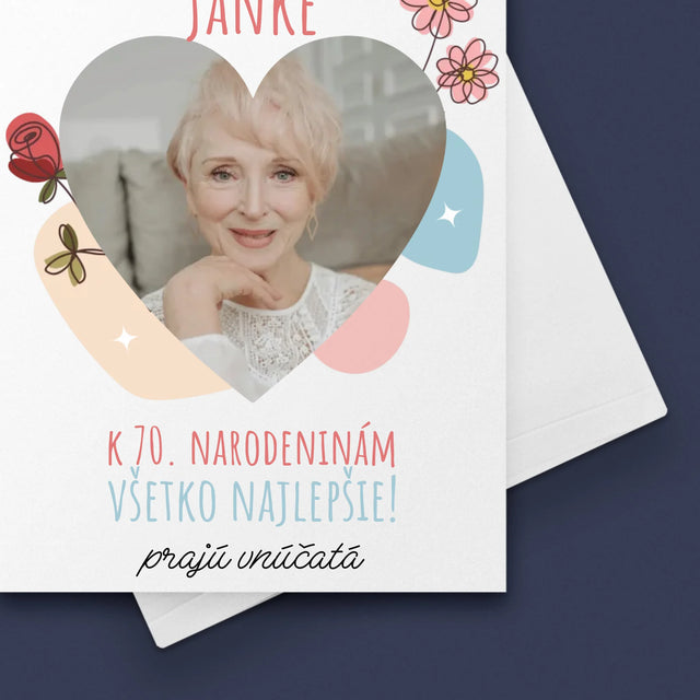 Fotografia A Podpis: Drahej Babke K Narodeninám - Kartička S Prianiami