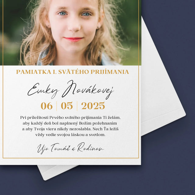 Fotografia A Podpis: Priania Pri Príležitosti Prvého Svätého Prijímania - Kartička S Prianiami