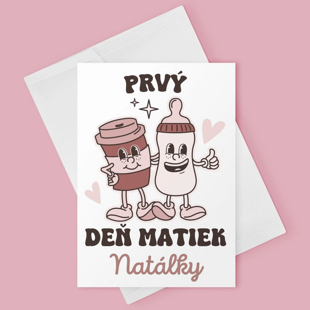 Meno A Podpis: Prvý Deň Matiek Káva Mlieko - Kartička S Prianiami