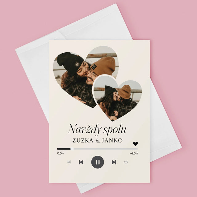 Fotokoláž: Spotify Srdcia - Kartička S Prianiami