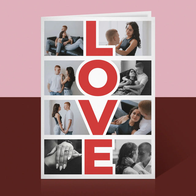 Fotokoláž: Slovo Love - Kartička S Prianiami