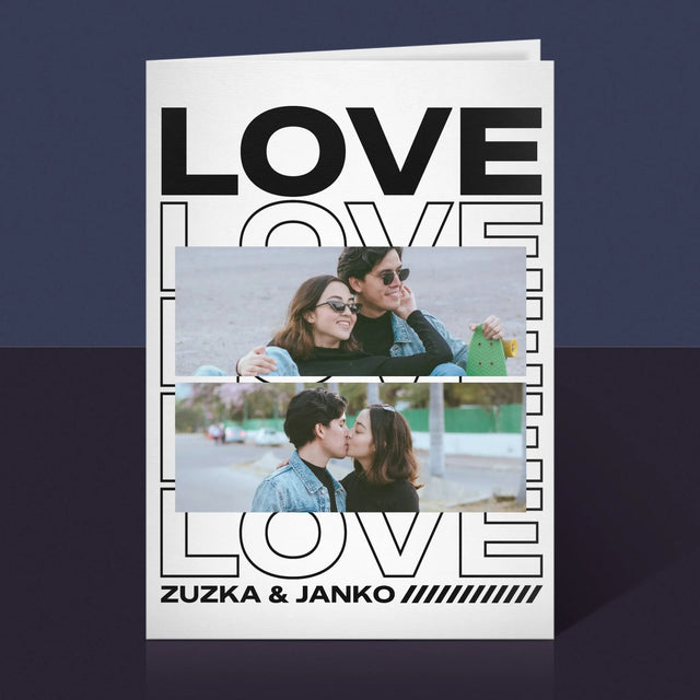 Fotokoláž: S Nápisom Love - Kartička S Prianiami