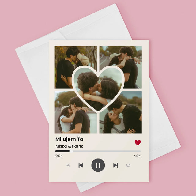 Fotokoláž: Spotify Fotografie Srdce - Kartička S Prianiami