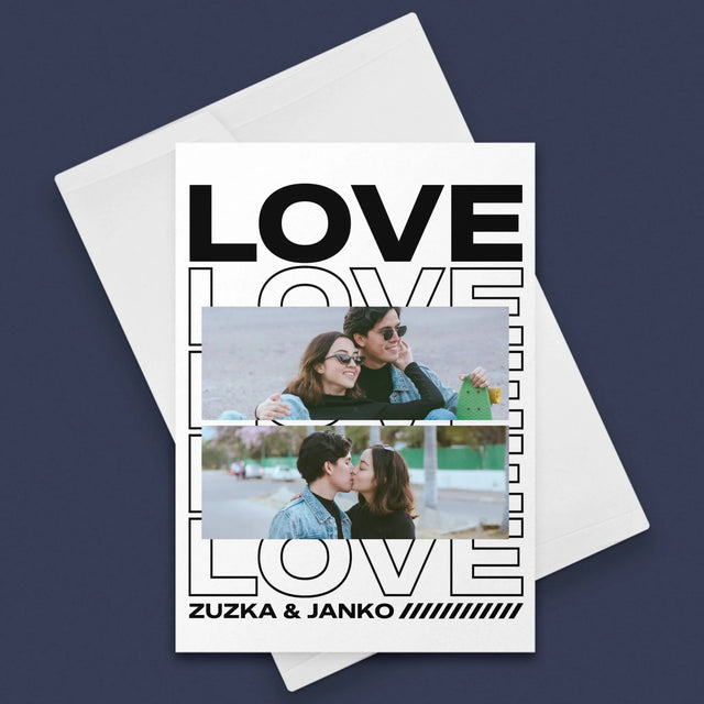 Fotokoláž: S Nápisom Love - Kartička S Prianiami