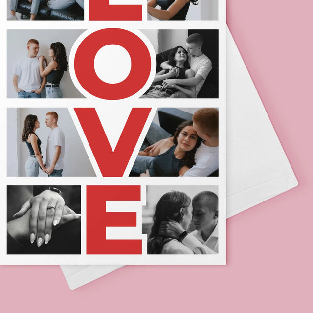 Fotokoláž: Slovo Love - Kartička S Prianiami