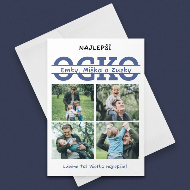 Fotokoláž: Najlepší Ocko Mená - Kartička S Prianiami