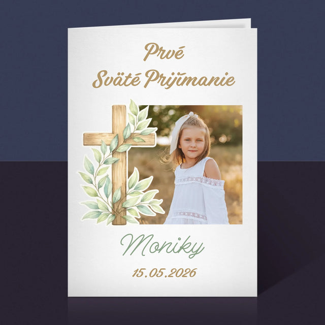 Fotografia A Podpis: Prvé Sväté Prijímanie Kríž - Kartička S Prianiami