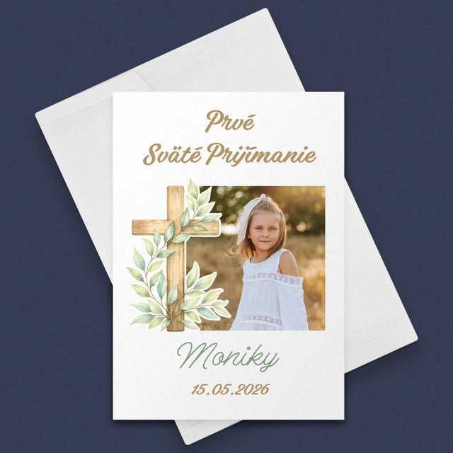 Fotografia A Podpis: Prvé Sväté Prijímanie Kríž - Kartička S Prianiami