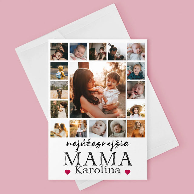 Fotokoláž: Najúžasnejšia Mama - Kartička S Prianiami