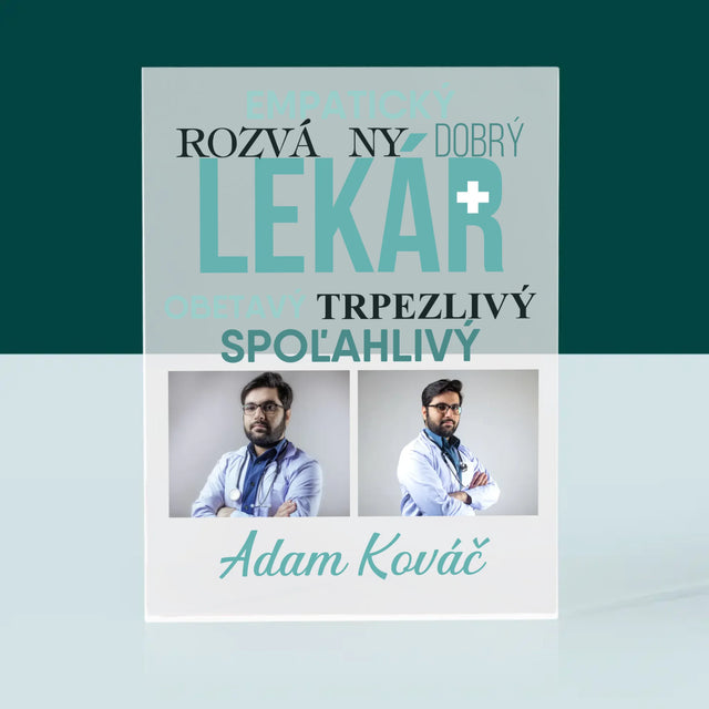 Fotokoláž: Lekár Črty - Akrylový Blok (Vertikálne)