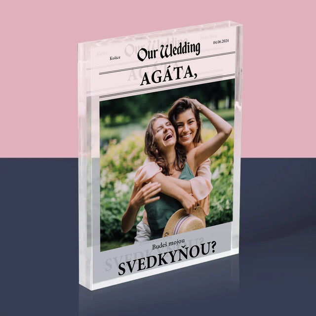 Fotografia A Podpis: Vysnívaná Svedkyňa - Akrylový Blok (Vertikálne)