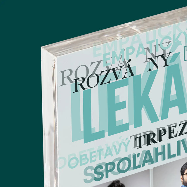 Fotokoláž: Lekár Črty - Akrylový Blok (Vertikálne)