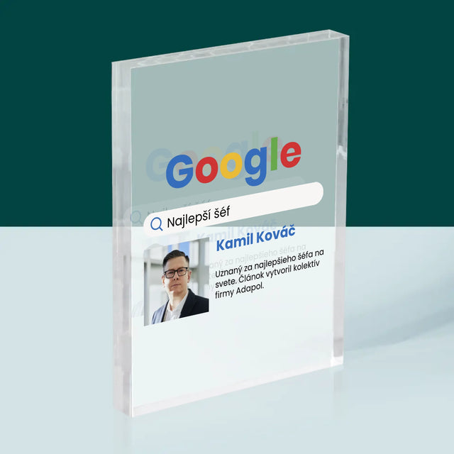 Fotografia A Podpis: Najlepší Šéf Výsledky Google - Akrylový Blok (Vertikálne)