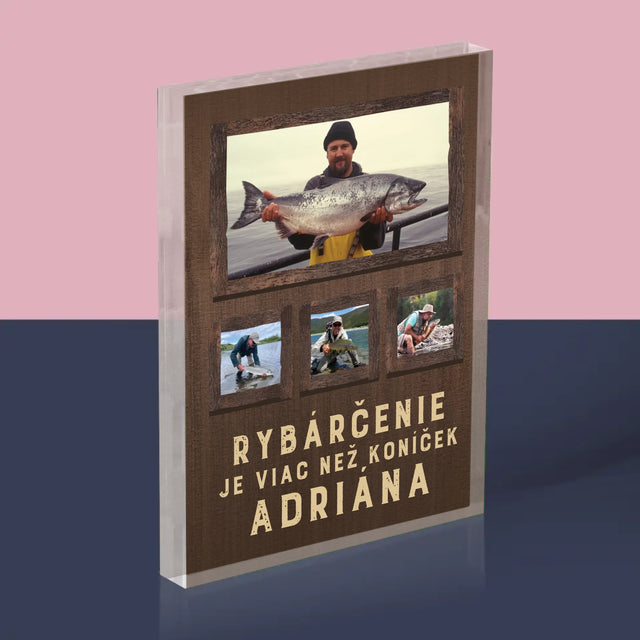 Fotokoláž: Rybárčenie - Akrylový Blok (Vertikálne)