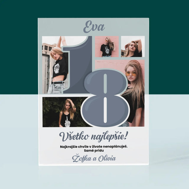 Fotokoláž: 18 Najkrajšie Chvíle - Akrylový Blok (Vertikálne)
