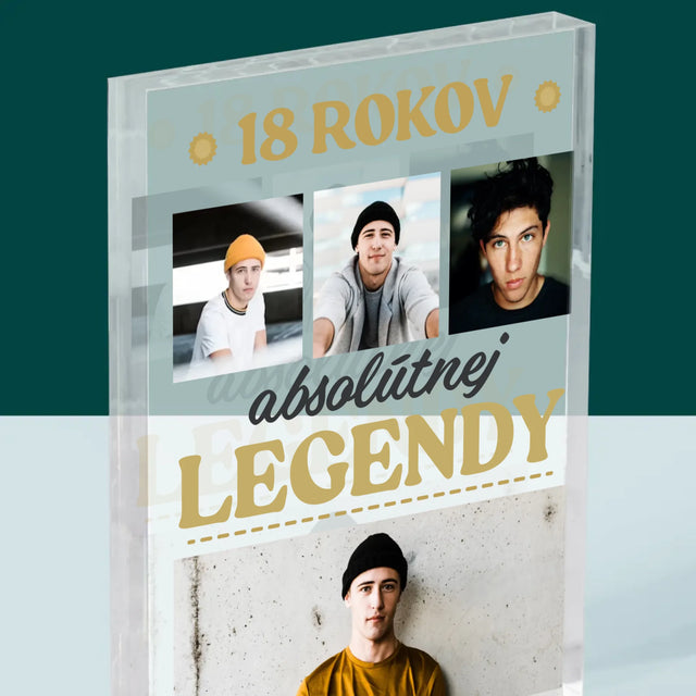Fotokoláž: 18 Rokov Absolútnej Legendy - Akrylový Blok (Vertikálne)