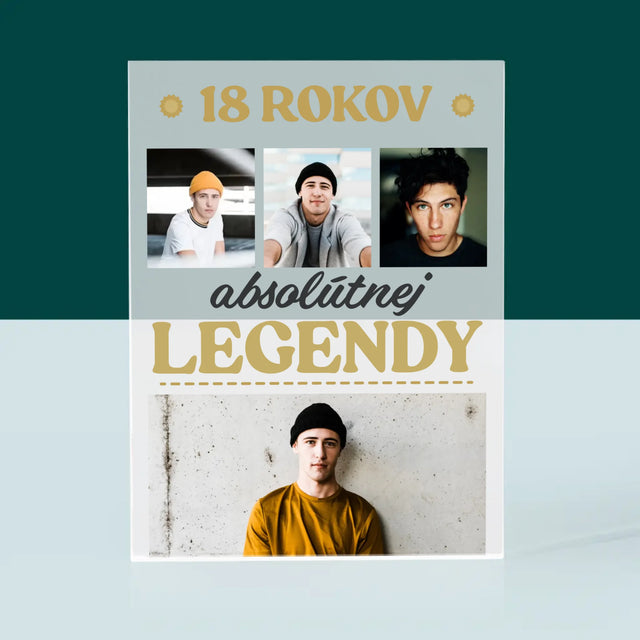 Fotokoláž: 18 Rokov Absolútnej Legendy - Akrylový Blok (Vertikálne)