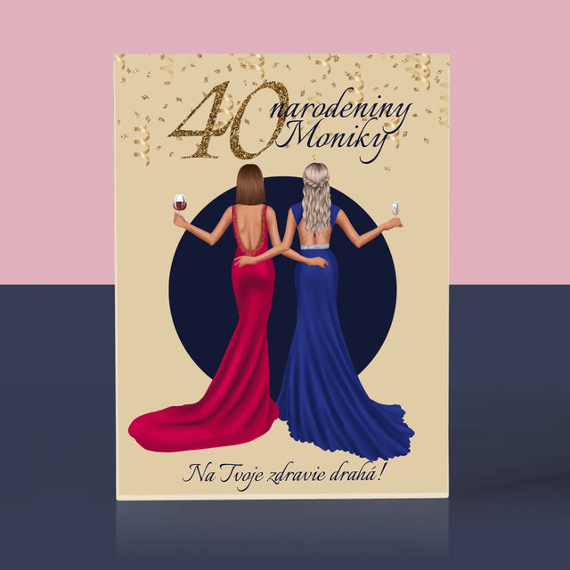 Tvorenie Postavy: 40. Narodeniny Kamarátky - Akrylový Blok (Vertikálne)